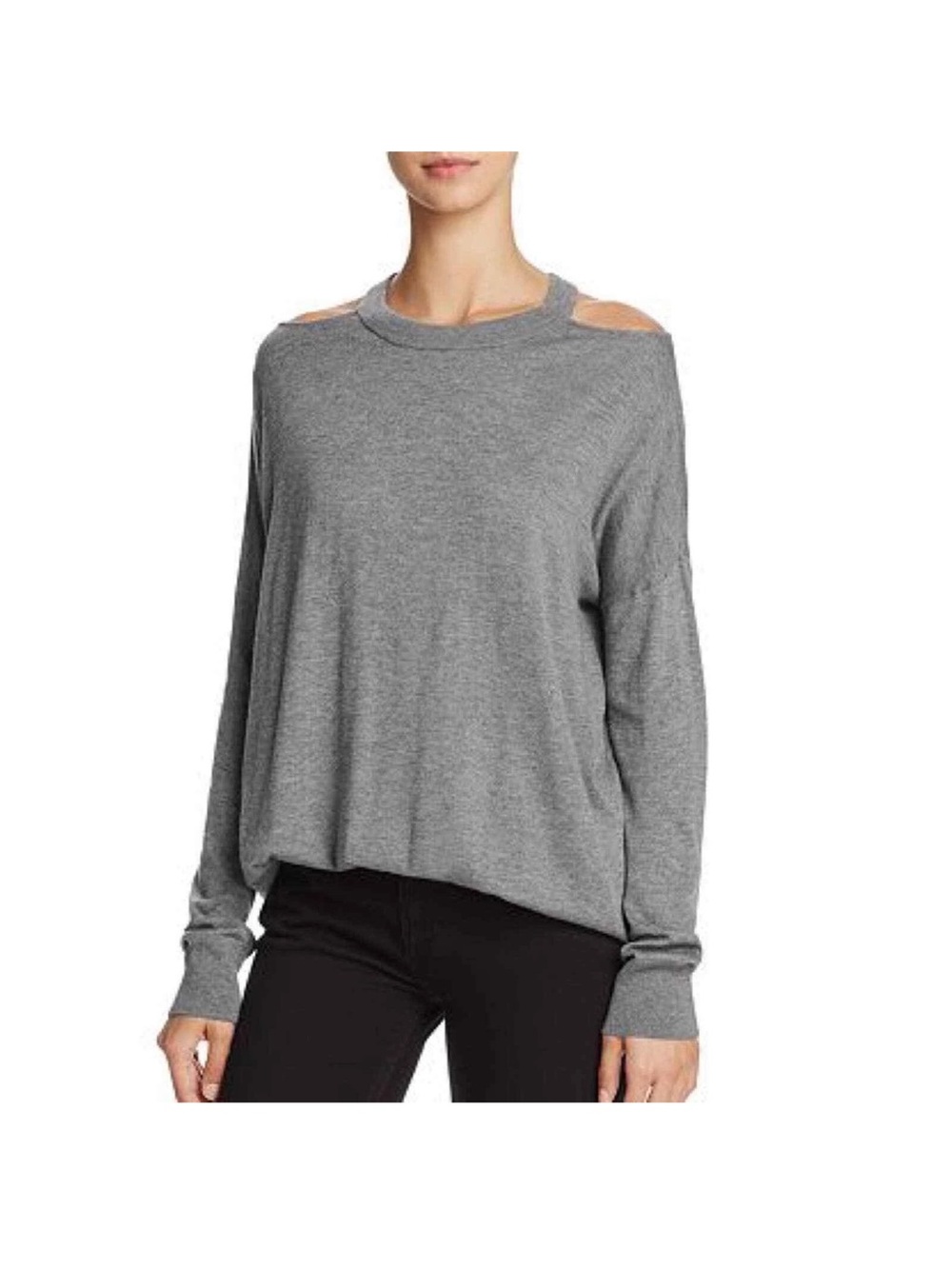 Splendid NWT Gray Cold-Shoulder Long Sleeve Women's Sweater SZ L